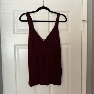 Burgundy Ann Taylor Loft Deep V Tank top - Size Large